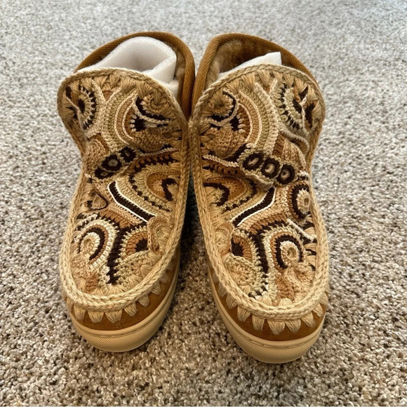 mou Eskimo Crochet ankle boots, NIB,  Size 37,  Cognac, Style MU.FE111046A - Picture 4 of 11